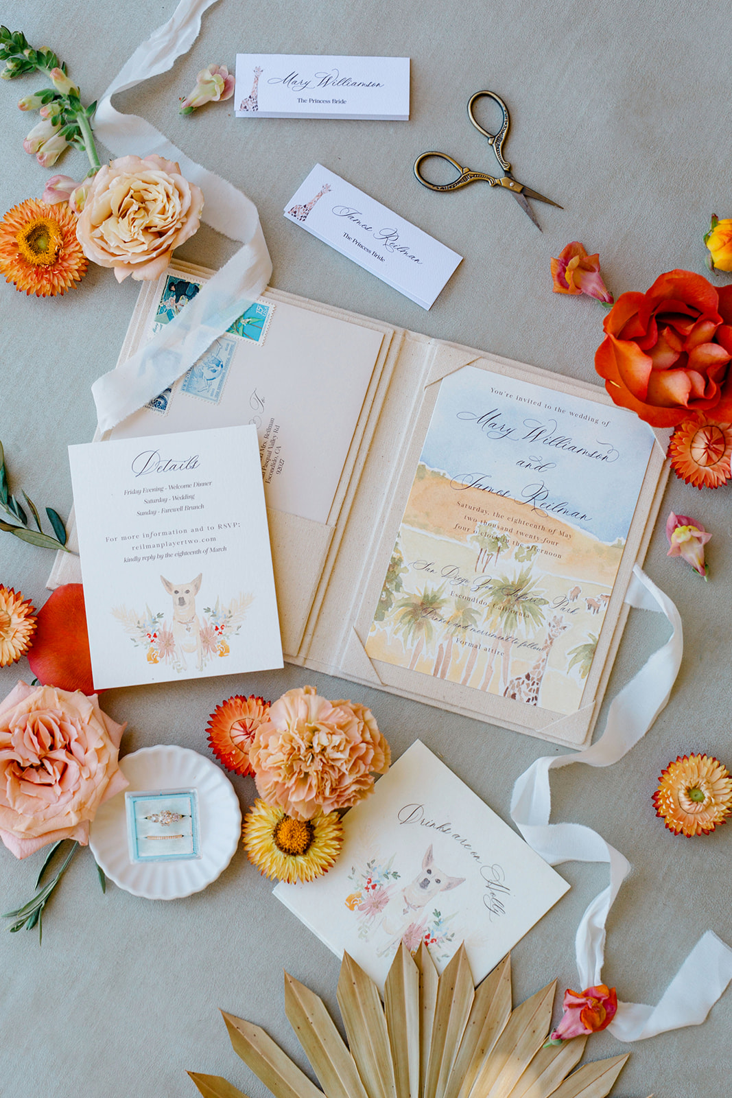 watercolor wedding invitation suite from the san diego zoo